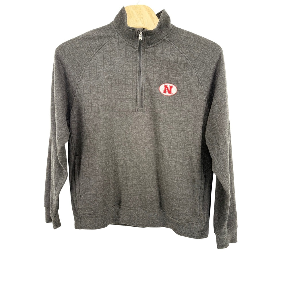 Levelwear Nebraska Huskers Quarter Zip Pullover XL Cotton Blend Grey Grid Fleece